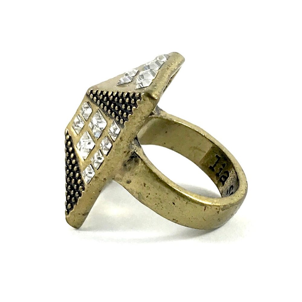 Lia Sophia Brass Rhinestone Ring Size 6 - Picture 3 of 4